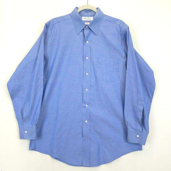 Brooks Brothers 1818 Dress Shirt Non Iron Cotton Button Up Mens 15.5-33 Blue - Picture 1 of 12
